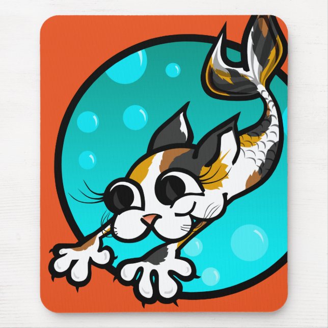 CUTE CARTOON CAT MERMAID MOUSE PAD (Front)