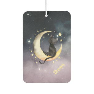 Cute Cartoon Cat on Moon Car Air Freshener