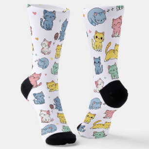 Cute Cartoon Cat Pattern Crew Socks