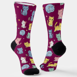 Cute Cartoon Cat Pattern Crew Socks