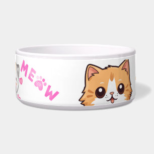 Cute Cartoon Cat Pet Bowl – "Meow" Love Design