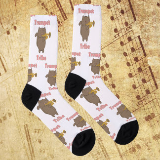 Cute Cartoon Cat Playing Trumpet Tribe Socks