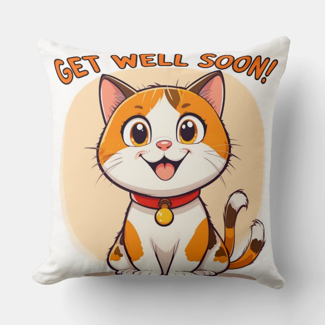 🐱 Cute Cartoon Cat Throw Pillow Kids Room Gift ✨ (Front)