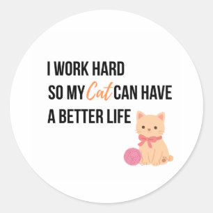 Cute Cartoon Cat Typography Design Classic Round Sticker