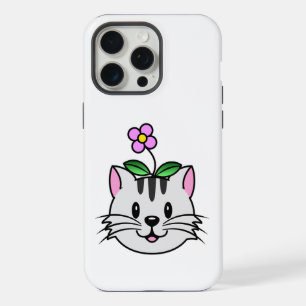 Cute Cartoon Cat with a Flower on Its Head iPhone 15 Pro Max Case