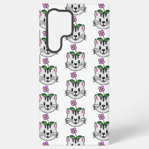 Cute Cartoon Cat with a Flower on Its Head Samsung Galaxy Case