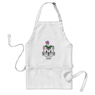 Cute Cartoon Cat with a Flower on Its Head Standard Apron
