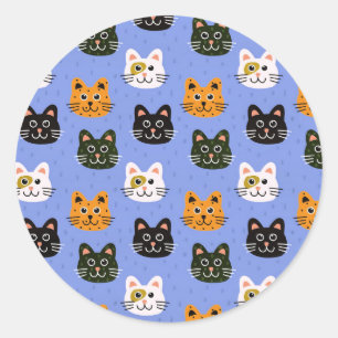 Cute Cartoon Cats, colourful and fun Classic Round Sticker