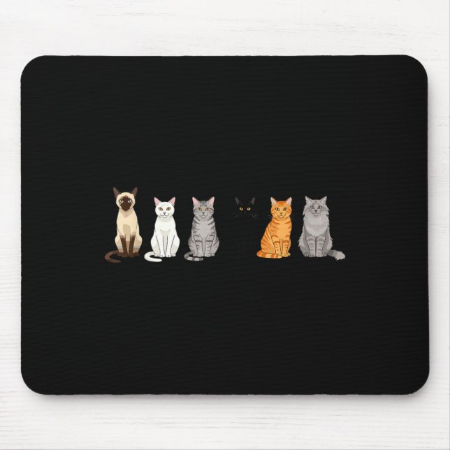 Cute Cartoon Cats For Cat Lovers Funny Cat Breed  Mouse Mat (Front)