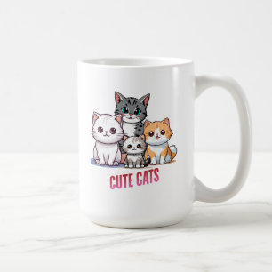 Cute Cartoon Cats Kawaii Cat Lovers Design Coffee Mug