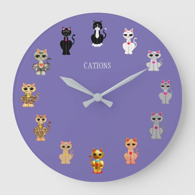 Cute Cartoon Cats Large Clock (Front)