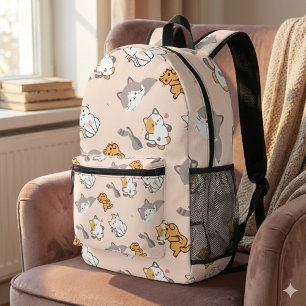 Cute cartoon Cats pattern monogram Printed Backpack
