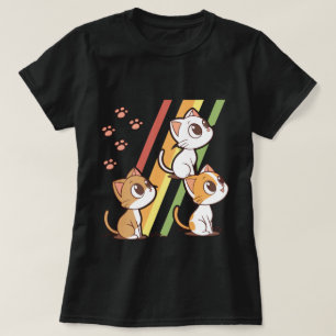Cute Cartoon Cats Retro Rainbow T-Shirt   Kawaii C
