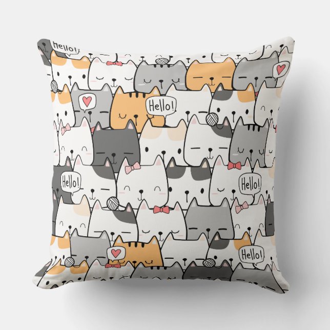 Cute cartoon Cats Seamless Pattern Cushion (Front)