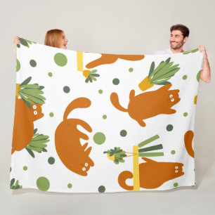 Cute cartoon Cats Seamless Pattern Fleece Blanket