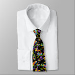 Cute Cartoon Chameleons Rainbow Colours on Black Tie<br><div class="desc">Add a fun and colourful look to your outfit with this chameleon necktie. This tie features cute,  cartoon style illustrations of chameleons in bright and vibrant rainbow colours set against a black background.</div>