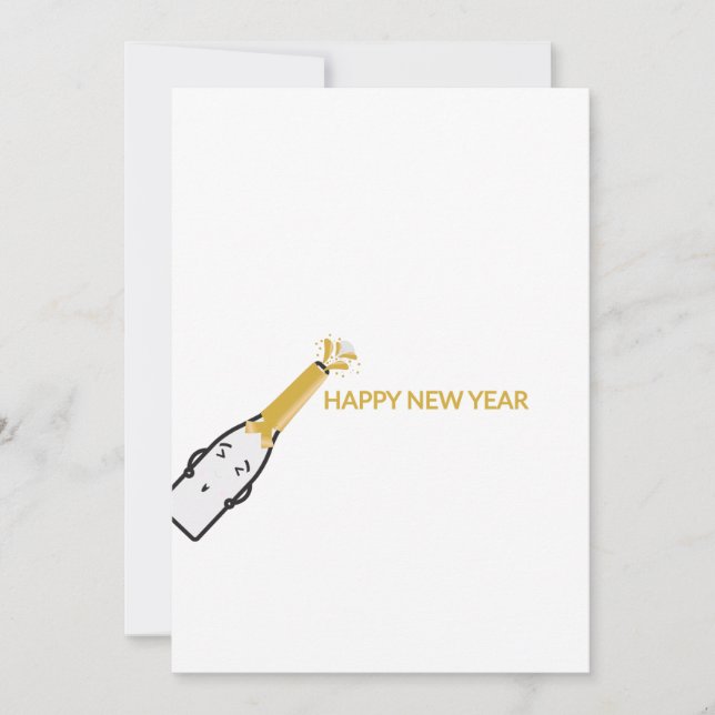 Cute cartoon Champagne bottle and Happy new year Holiday Card (Front)