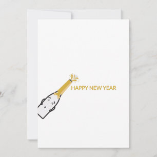 Cute cartoon Champagne bottle and Happy new year Holiday Card