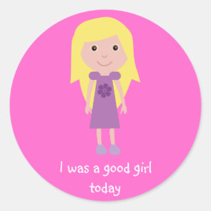 Cute Cartoon Character Good Girl Pink Stickers