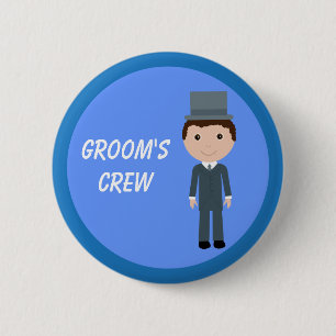 Cute Cartoon Character Groom's Crew Bachelor Party 6 Cm Round Badge