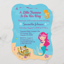Cute Cartoon Character Mermaid Baby Shower Design