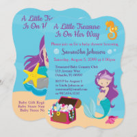 Cute Cartoon Character Mermaid Baby Shower Design