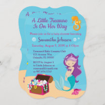Cute Cartoon Character Mermaid Baby Shower Design