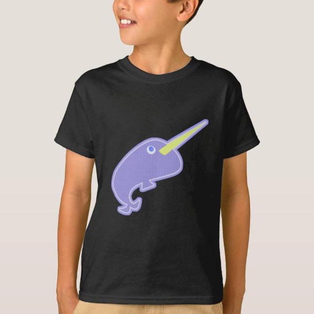 Cute Cartoon Character Narwhal Design T-Shirt (Front)