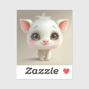 Cute cartoon character of a white kitten with big 