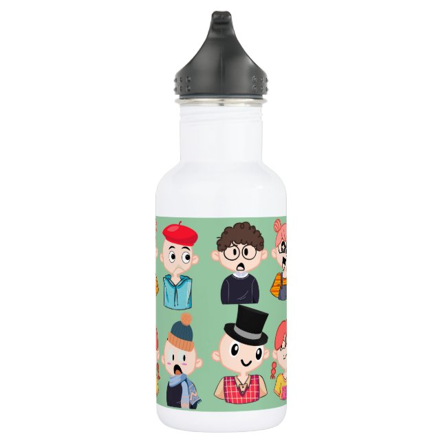 Cute Cartoon Characters Water Bottle | Fun Illustr (Right)