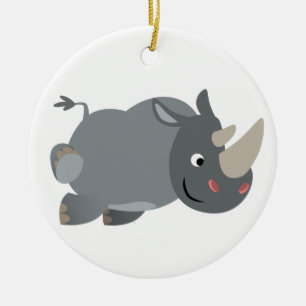 Cute Cartoon Charging Rhino Ornament