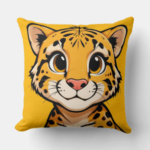 Cute Cartoon Cheetah Cub Illustration Cushion