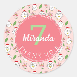 Cute Cartoon Chicken Illustration Classic Round Sticker