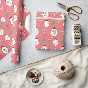 Cute Cartoon Chicken Illustration Wrapping Paper