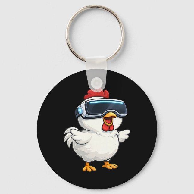 Cute Cartoon Chicken Vr Gamer  Key Ring (Front)
