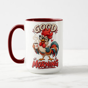 Cute Cartoon Chicken with Mug