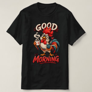 Cute Cartoon Chicken with Mug T-Shirt