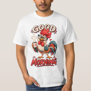 Cute Cartoon Chicken with Mug T-Shirt