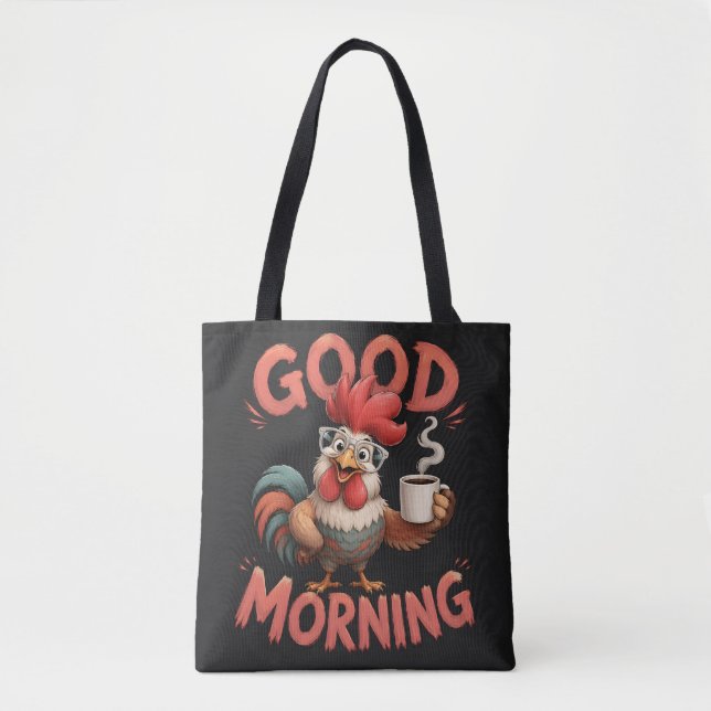 Cute Cartoon Chicken with Mug | Tote Bag (Front)
