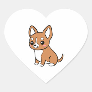 Cute cartoon chihuahua dog   heart sticker