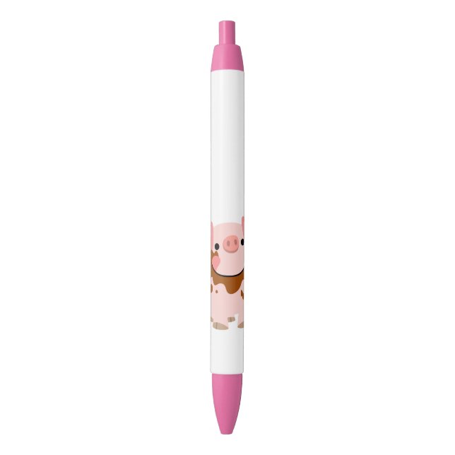 Cute Cartoon Chocolate Pig Black Ink Pen (Front Vertical)