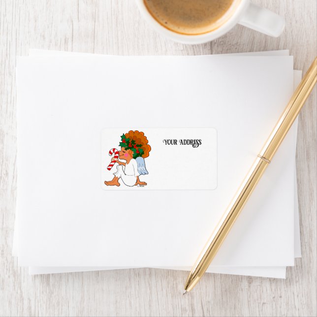 Cute Cartoon Christmas Angel Address Label (Insitu)