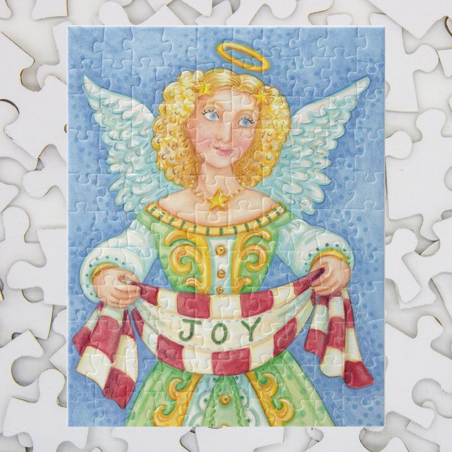 Cute Cartoon Christmas Angel Halo with Joy Banner Jigsaw Puzzle (Creator Uploaded)