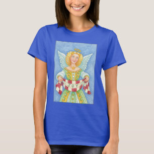Cute Cartoon Christmas Angel Halo with Joy Banner T-Shirt