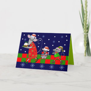 Cute Cartoon Christmas card with Mice