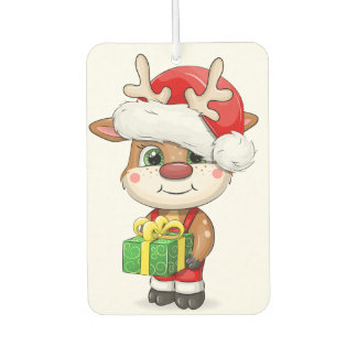 Cute cartoon Christmas deer. Car Air Freshener