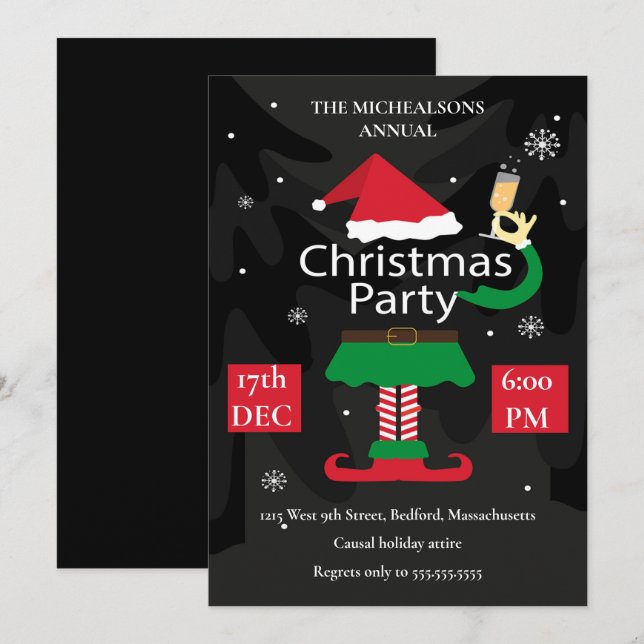 Cute Cartoon Christmas Design Party Invitation (Front/Back)