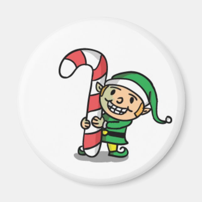 Cute Cartoon Christmas Elf Magnet (Front)