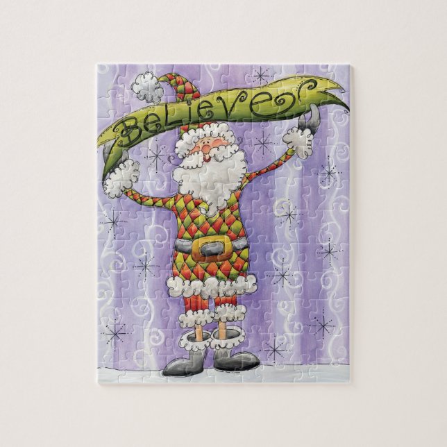 Cute Cartoon Christmas, I Believe in Santa Claus Jigsaw Puzzle (Vertical)