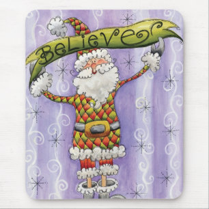 Cute Cartoon Christmas, I Believe in Santa Claus Mouse Mat